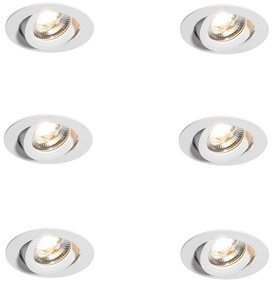 Set van 6 Moderne inbouwspots wit 8,2cm incl. LED IP54 ultra slim - Pupil Binnenverlichting Lamp