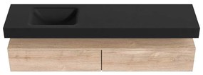 Zaro Alan badmeubel 190cm washed oak 2 lades met vrijhangende wastafel cloud links 1 kraangat urban