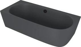 Polysan Sussi halfvrijstaand bad links mineraalmarmer 160x70cm antraciet mat