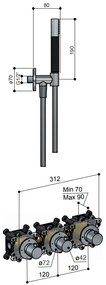Hotbath Cobber IBS70 inbouwdouche met 30cm plafondbuis en 30cm hoofddouche geborsteld messing