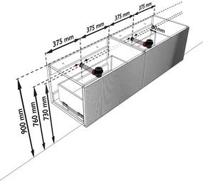Mondiaz Kurve 150cm badmeubel shadow met 2 lades en wastafel big small dubbel zonder kraangat