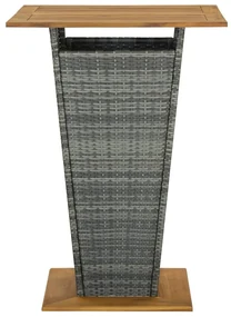 vidaXL Bartafel 80x80x110 cm poly rattan en massief acaciahout grijs