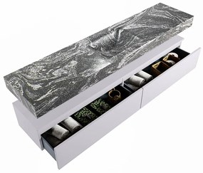 Mondiaz Alan DLux badmeubel 200cm cale 2 lades met wastafel lava midden 1 kraangat