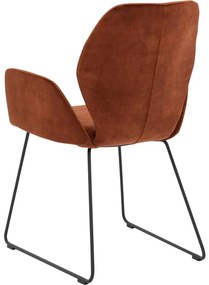 Goossens Eetkamerstoel Hera koper velvet stof met armleuning, modern design