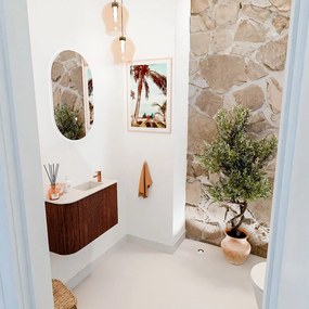 Mondiaz Joya DLux 60cm toiletmeubel ronding links ruby met wastafel faye rechts 1 kraangat meli