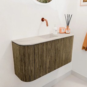 Mondiaz Joya DLux 85cm toiletmeubel ronding links/rechts dusk met wastafel faye midden zonder kraangat ostra