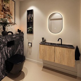 Mondiaz Ture DLux toiletmeubel 100cm washed oak met wastafel lava midden met kraangat