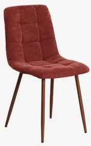 Set Van 4 Eetkamerstoelen Bekleed Met Chenille Vielira Chenille Baksteenrood - Sklum