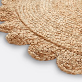 Rond vloerkleed in jute, bloemvorm, Aftas