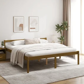 vidaXL Bedframe massief grenenhout honingbruin 200x200 cm