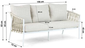 Stoel en Bank Loungeset 5 personen Aluminium/rope Wit  Lifestyle Garden Furniture Feraro