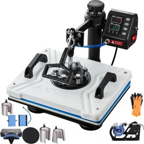 VEVOR Heat Press Machine 12x15 Sublimatie Printer Digitaal LED-Display Transferpers 10 in 1 Wit Hittepers met Benodigde Accessoires voor Verstrekt Afbeeldingen op T-shirts/Hoeden/Borden/Bekers/Pennen