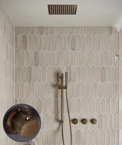 Saniclear Plus Curved inbouw regendouche met inbouw douchekop 30x30cm, glijstang en staafhanddouche verouderd messing