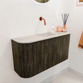 Mondiaz Joya DLux 85cm toiletmeubel ronding links/rechts shadow met wastafel faye midden zonder kraangat ostra