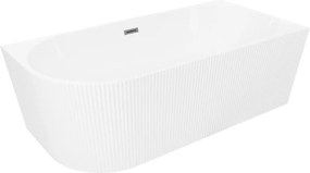 Mexen Silo vrijstaande hoekbadkuip rechts gegroefd 170 x 80 cm, wit, overloop gun metal - 52891708000P-95