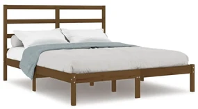 vidaXL Bedframe massief hout honingbruin 135x190 cm 4FT6 Double