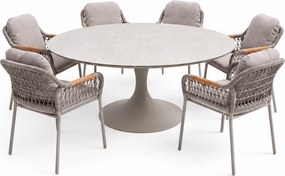 Flair Monza dining tuinset 158xH75 cm 7 delig latte keramiek