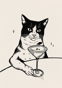 Ilustratie Cat with Martini, Tara Royle