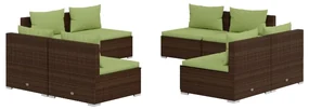 vidaXL 8-delige Loungeset met kussens poly rattan bruin