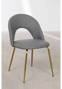 Set Van 2 Gestoffeerde Eetkamerstoelen Glorys Goud & Stof Grijs – Taupe – Koel & Tela - Sklum