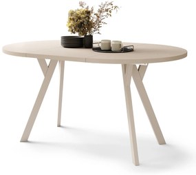 ALDO 100 Beige/Beige poten - RONDE LOFT/INDUSTRIËLE TAFEL VOOR WOONKAMER/EETKAMER, UITSCHUIFBAAR