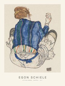 Kunstdruk Sitting Woman (Special Edition Female Portrait) - Egon Schiele, (30 x 40 cm)