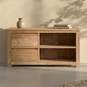 Hoog Tv-meubel Teak - 2 Lades - 100cm - 100x50x60cm.