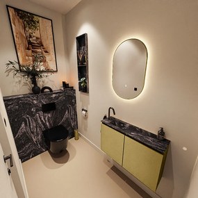 Mondiaz Ture DLux toiletmeubel 80cm oro met wastafel lava links met kraangat