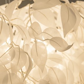 Eettafel / Eetkamer Romantische hanglamp wit met blaadjes - Feder Design, Modern E14 rond Binnenverlichting Lamp
