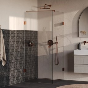 Brauer Void Carving profielloze douchecabine 80x80cm koper geborsteld PVD