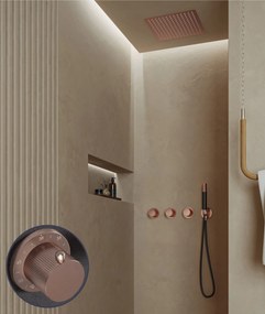 Saniclear Plus Stripes Pro inbouw regendouche met inbouw douchekop 30x30cm en staafhanddouche geborsteld koper