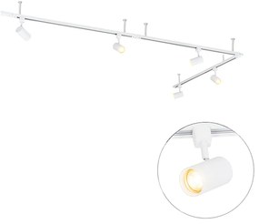 Modern hangend railsysteem met 5 Spot / Opbouwspot / Plafondspots wit 1-fase - Iconic Jeana GU10 Scandinavisch rond Binnenverlichting Lamp