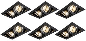 Set van 6 Grote Inbouwspots zwart AR111 verstelbaar 2-lichts - Oneon Design, Modern QR111 / AR111 / G53 Binnenverlichting Lamp
