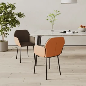 vidaXL Eetkamerstoelen 2 st stof en kunstleer bruin