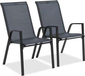 Modena/Bitonto metalen tuinmeubelen voor 4 personen met Garden Point vierkante tafel zwart