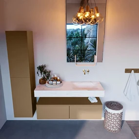 Mondiaz Alan DLux badmeubel 120cm oro 2 lades met wastafel ostra rechts zonder kraangat