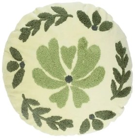 Velours kussen, bio-katoen, rond, Ø 40 cm, groen