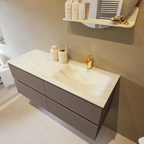 Mondiaz Vica DLux badmeubel 120cm smoke 4 lades met wastafel opalo rechts 1 kraangat