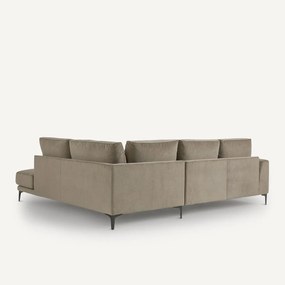 Rechtse hoekbank met leuning in stonewashed fluweel Marsile