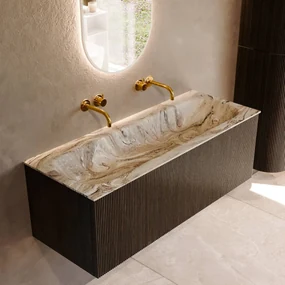Mondiaz Kurve-dlux 120cm badmeubel shadow met 1 lade en wastafel big large midden zonder kraangat glace