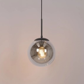 Art Deco hanglamp zwart met smoke glas incl. rail adapter 1-fase - Iconic Flore