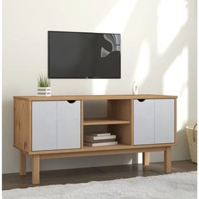 vidaXL Tv-meubel 113,5x43x57 cm massief grenenhout bruin en wit