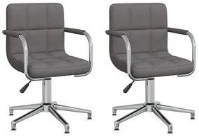 vidaXL Eetkamerstoelen draaibaar 2 st stof donkergrijs