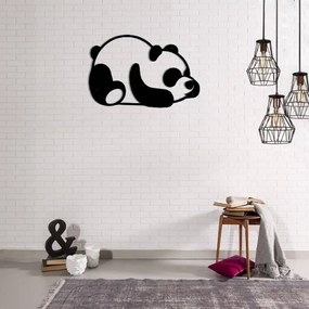 Homemania Wanddecoratie panda 50x35 cm staal zwart