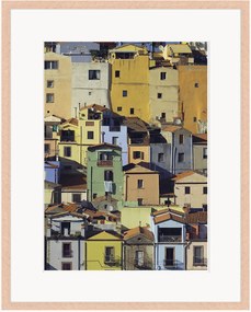 Ingelijste digitale print Colorful Homes In Bosa On Sardinia