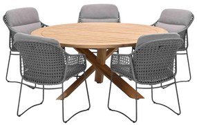 4 Seasons Moretti tuinset 6-delig - Prado tuintafel Ø160 cm