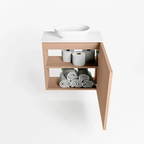Mondiaz Fowy toiletmeubel 50cm rosee met witte waskom midden zonder kraangat