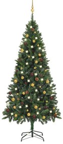 vidaXL Kunstkerstboom met LED's en kerstballen 180 cm groen