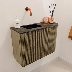 Mondiaz Joya DLux 60cm toiletmeubel ronding rechts dusk met wastafel faye links zonder kraangat lava