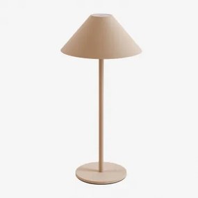 Draadloze Led-buiten Tafellamp Nebida Beige – Linnen - Sklum